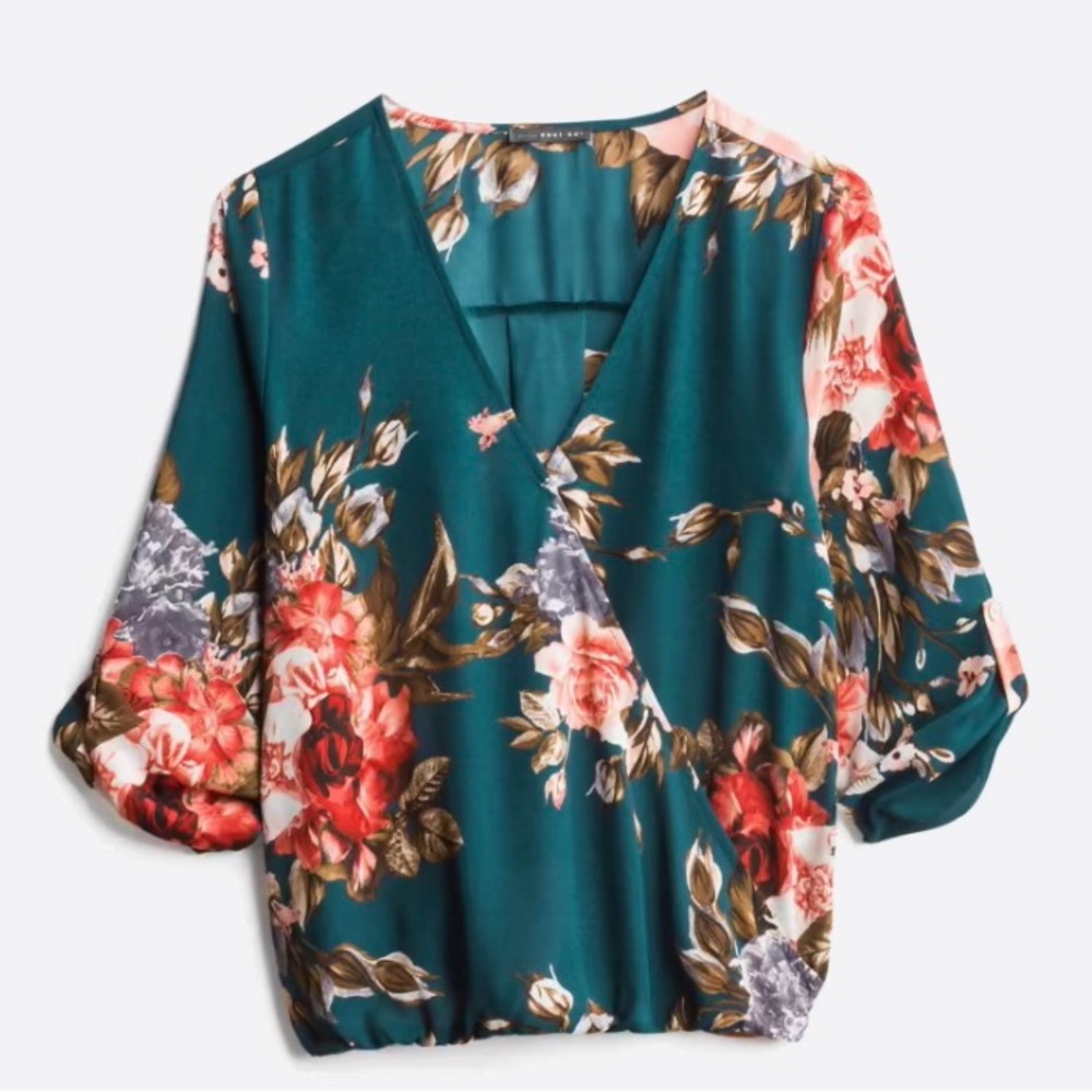 Stitch Fix Allan Surplice Rolltab High Low Blouse